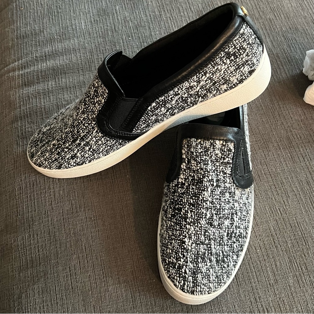 Womens MICHAEL MICHAEL KORS Textured Tweed & Leather Slip Ons Size 10 - Picture 10 of 10